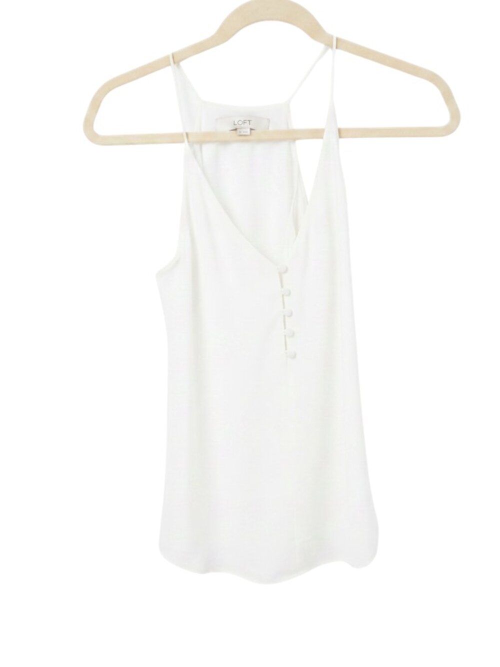 LOFT Cream V-Neck Spaghetti Strap Shell Top